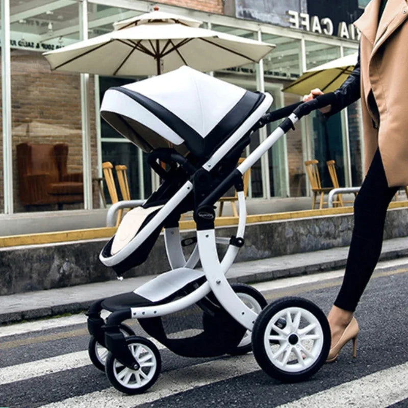Portable Luxury Baby Stroller Two-in-one Baby Stroller,Lightweight and Foldable High-view Baby Stroller  Adjustable Armrests