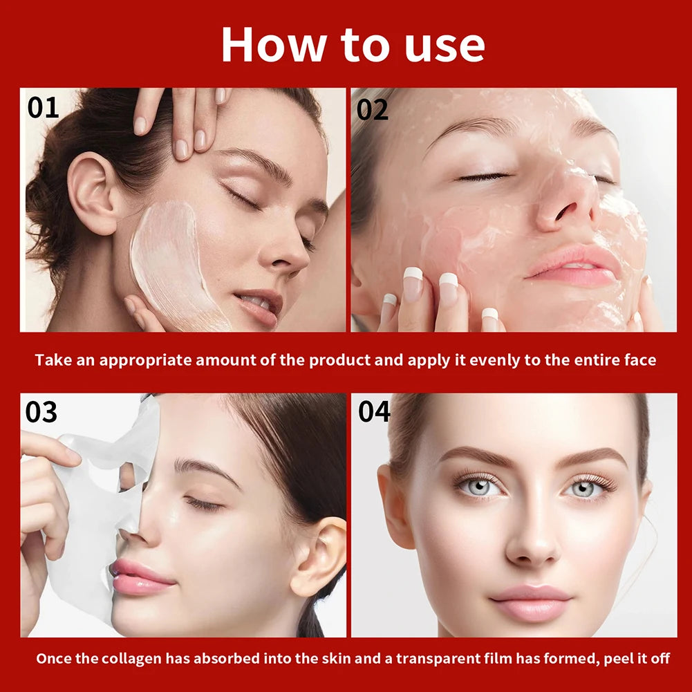 Women's Real Collagen Fit Peel Off Facial Mask Exfoliate Hydrating Facial Mask Gentle Pore Cleansing for All Skin Types
