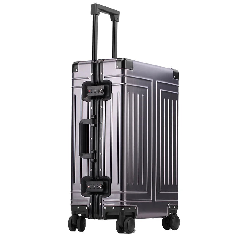 Sushimu 100% Aluminum-Magnesium Alloy Luggage | Premium Metal Carry-On & Check-In Suitcase with Spinner Wheels (20″/24″/28″)
