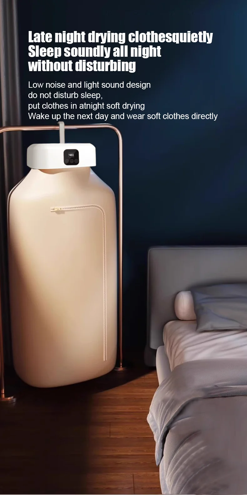 JKUOO 30min quick dry  Electric Clothes Dryer 600W Portable Compact Foldable Laundry Dryer Machine 60 ° C sterilize & deodorize