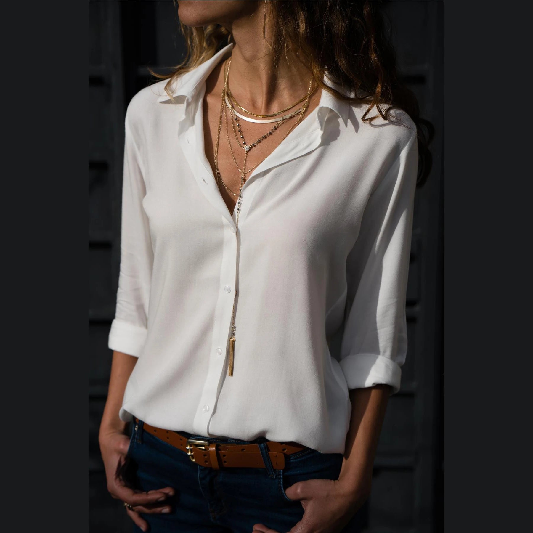 Autumn Shirt Women's Polo Collar Office Lady blouse Vintage Shirt Loose Button Up Down Shirts Fashion Tops
