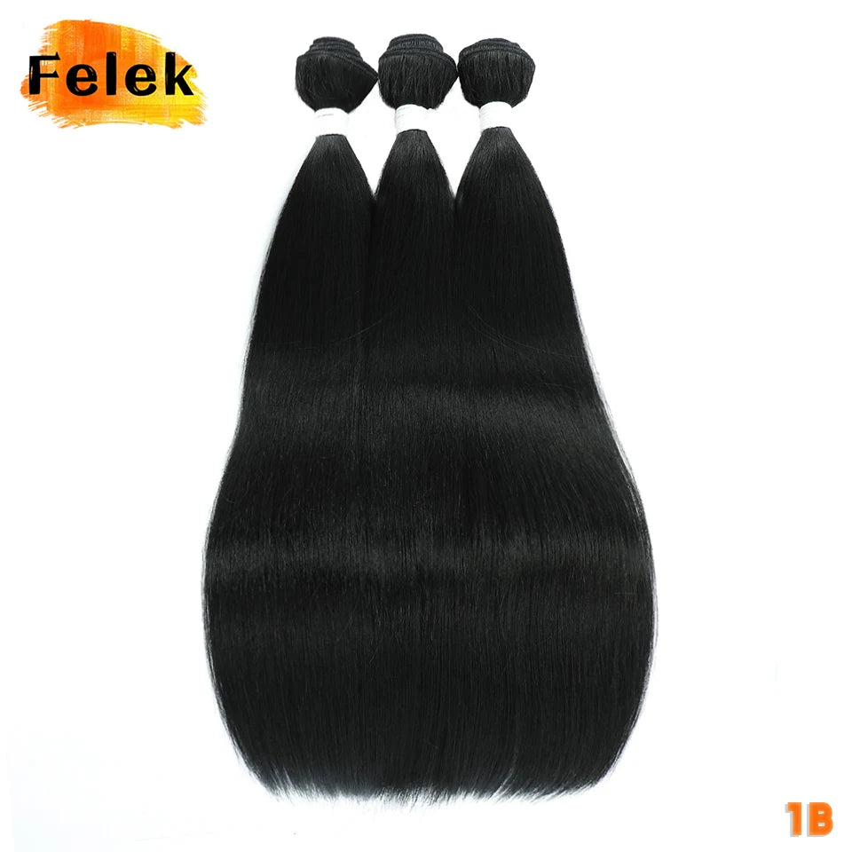 1Pc Straight Hair Bundles Synthetic Natural Hair Weaving 613 Blonde Bundle Hair Extensions Ombre Red Brown Weave Long Fiber Hair