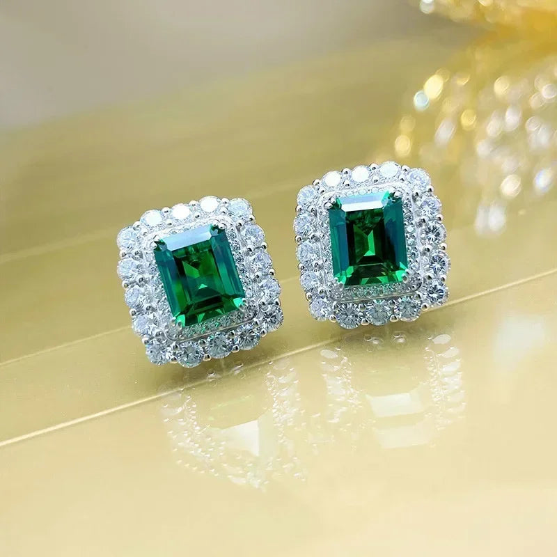 Green Crystal Drop Earrings | Elegant Zirconia Luxury Jewelry for Women