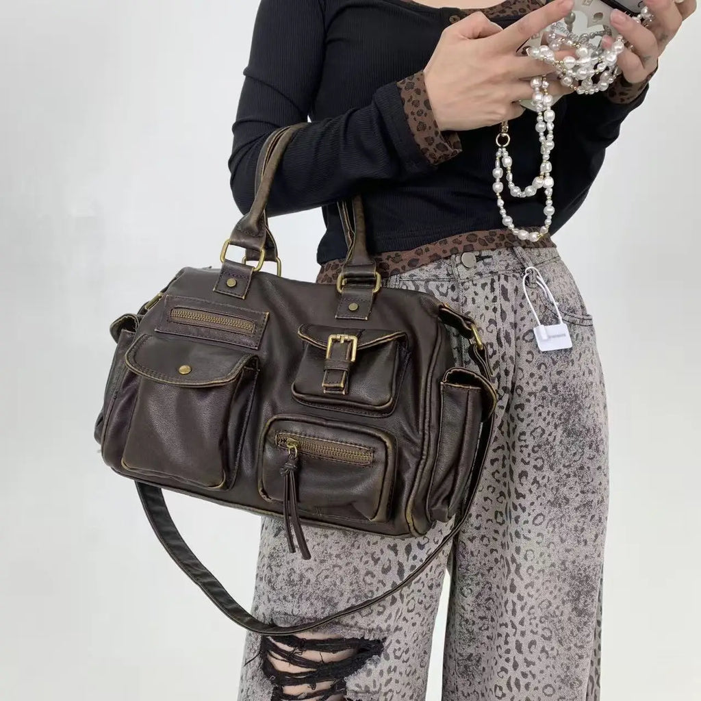 Venn Angel Women Handbags Top-handle PU Shoulder Bag Satchel Fashion Dumpling Pack Tassel Design Multi-pockets Evening Bags