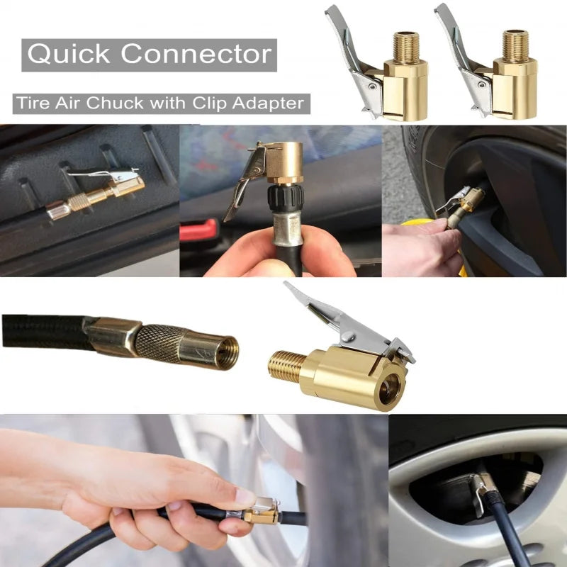 Brass Locking Nozzle Tire Air Chuck Clip Adapter - Automotive Grade for Efficient Inflation