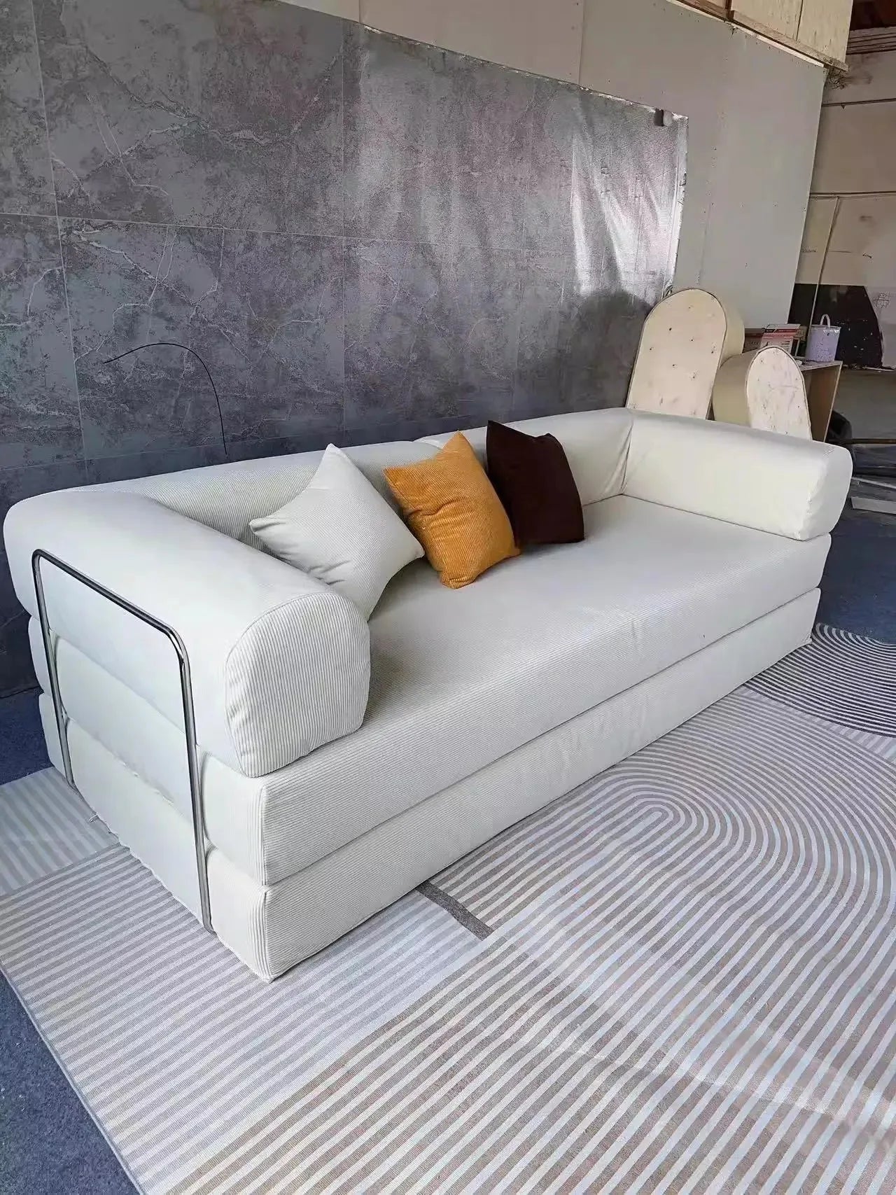 Italian Compressed Sofa Minimalist Retro Corduroy Sofa Bed Lounge Modular Couch Foldable Washable Customizable for Living Room