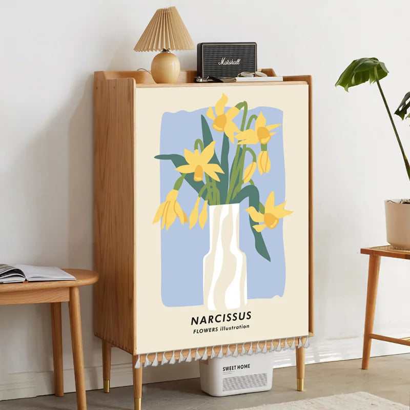 Nordic Style Flowers Plant Cabinet Short Curtains Punch-free Half-curtain Dust Cover for Shoe Shelf Kitchen Storage Curtains