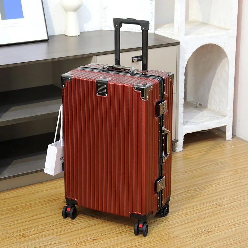 Luggage Suitcase Aluminum Frame 20 Trolley Case Universal Wheels 24 Female Male Students 26 Durable Password 28inch Leather Case