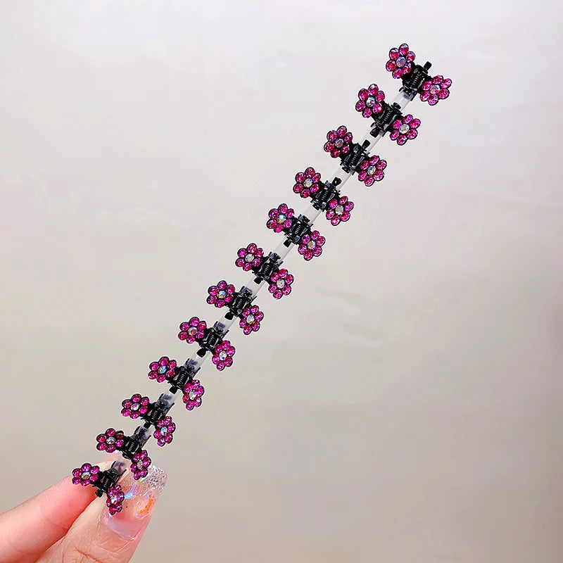 12pcs/Set Glitter Rhinestone Colorful Flowers Mini No-Slip Metal Hair Claws Hair Accessories For Girls Hair Clips Hairpins
