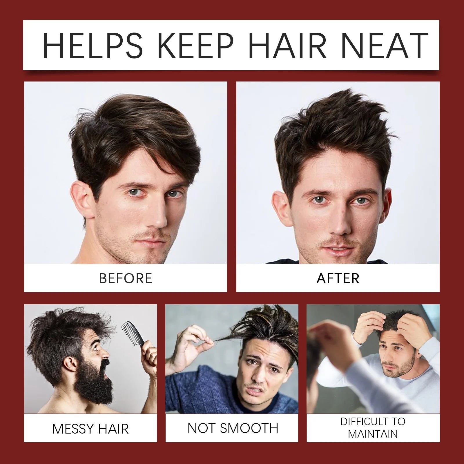 Long Lasting Hair Styling Wax Rosemary Pomade Fluffy Hair Keep Hair Oil Edge Control Barbershop Tools Salon Hairdressing Mud