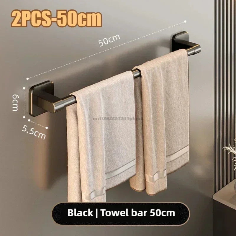 6pcsBathroom Towel Rack Towel Holder Self-adhesive Bathroom Towel Rack Hooks  Bathroom Shelf Without Drilling Towelrack Bathroom