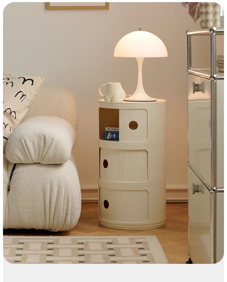 Round bedside table nordic plastic Bedside cabinet for bedroom small side end table nightstand Storage locker