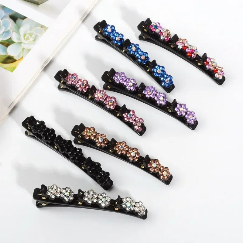 Korean Style Acrylic Hair Clip Crystal Flower Hair Clips Braid Hairpin for Women Girl Clip Bangs Side Barrettes Hair Accessories