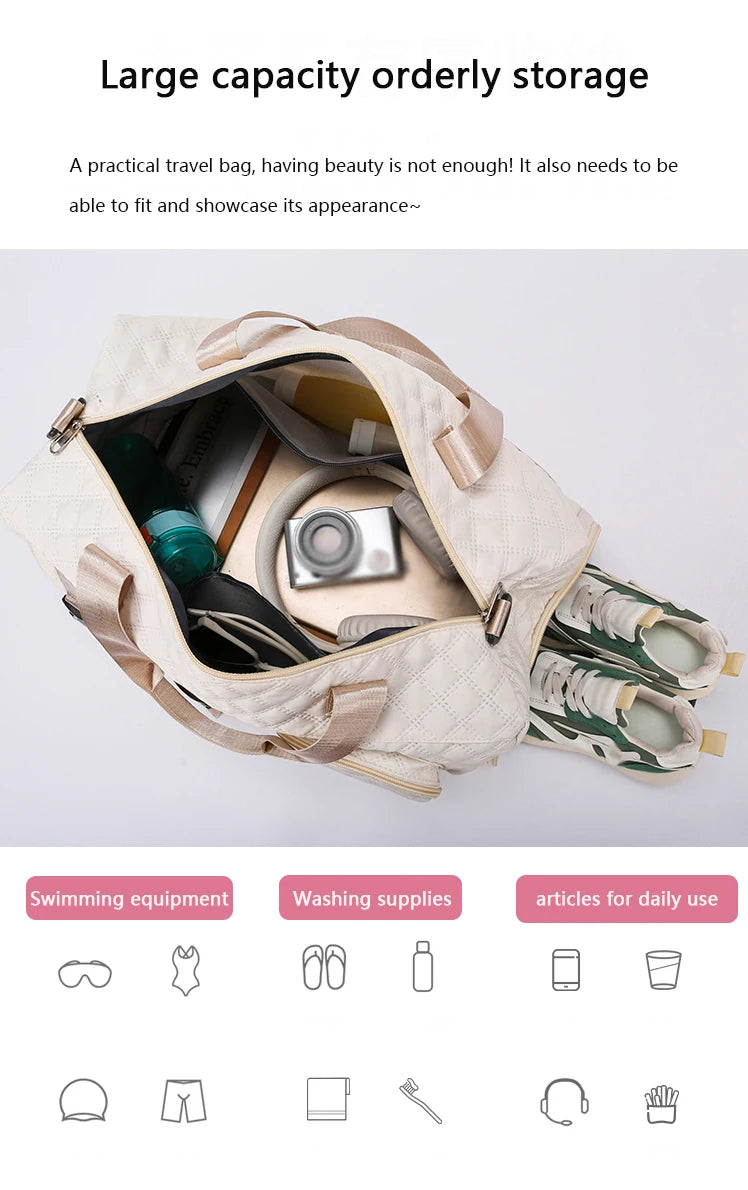 Durable Nylon Travel Duffle Bag, Portable Sports Gym Bag for Overnight Trips Shoulder Duffel Training Bag, Spacious Argyle