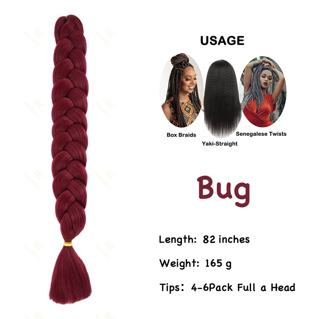 Wigundle Jumbo Braiding Hair Extension 82Inch High Temperature Synthetic Braid For Women Twist Box Braids Crochet Hair