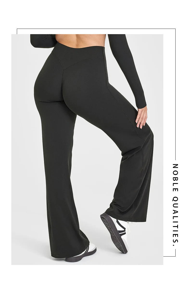 STOUREG Sport Trousers Straight-Leg Pants Ultra Soft Butter Fabric Women's Mid-Waist Yoga Pants GYM Naked Feel Pilates Running