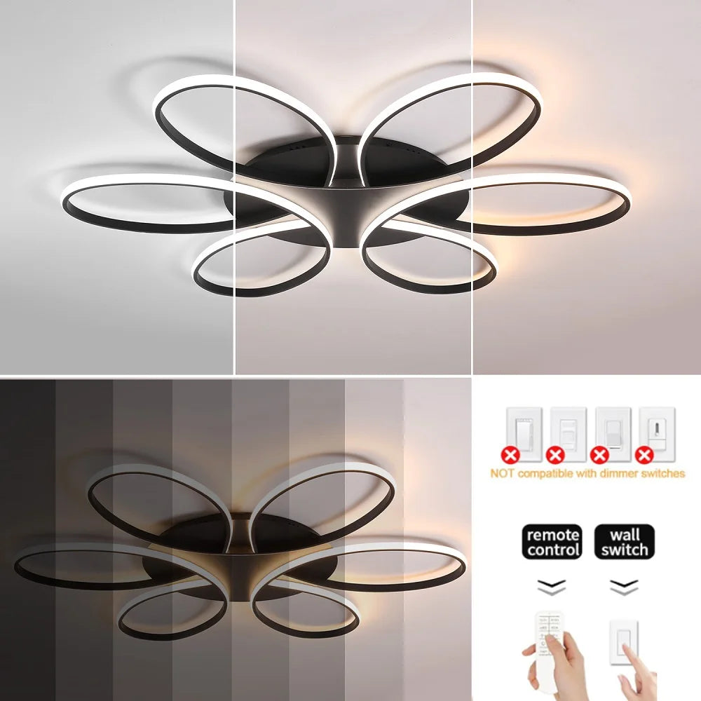 LIMIT LIGHT 6-Ring Modern LED Ceiling Lamp | Dimmable Flower Design