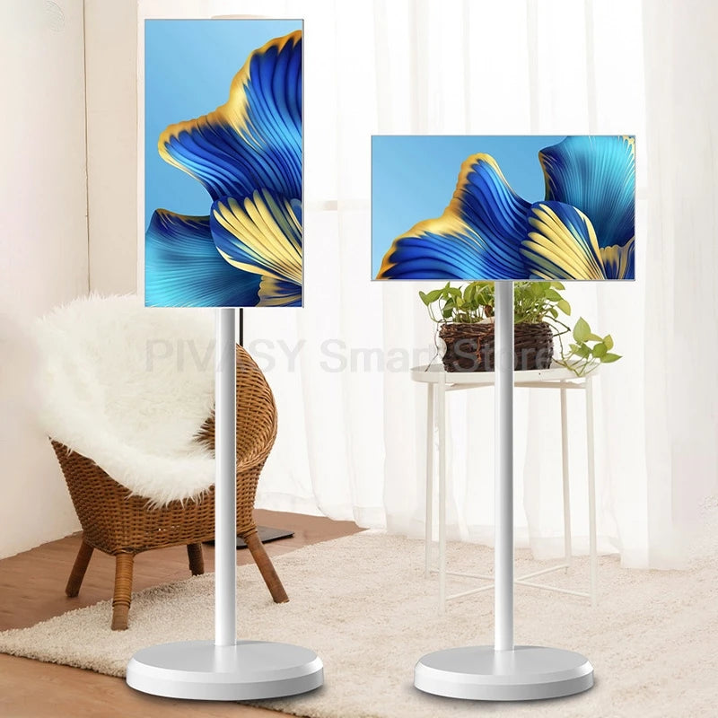 21.5 Inch Tablet Smart TV on Wheeled Stand Android 11 6000mAh Battery Inbuilt 8-core Rotatable Screen Movable for Outdoor Live