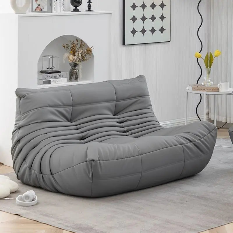 Double Caterpillar Suede Sofa Small Apartment Trendy Bedroom Single Lounging Area Lazy Living Room Tatami Inspired Cozy Design
