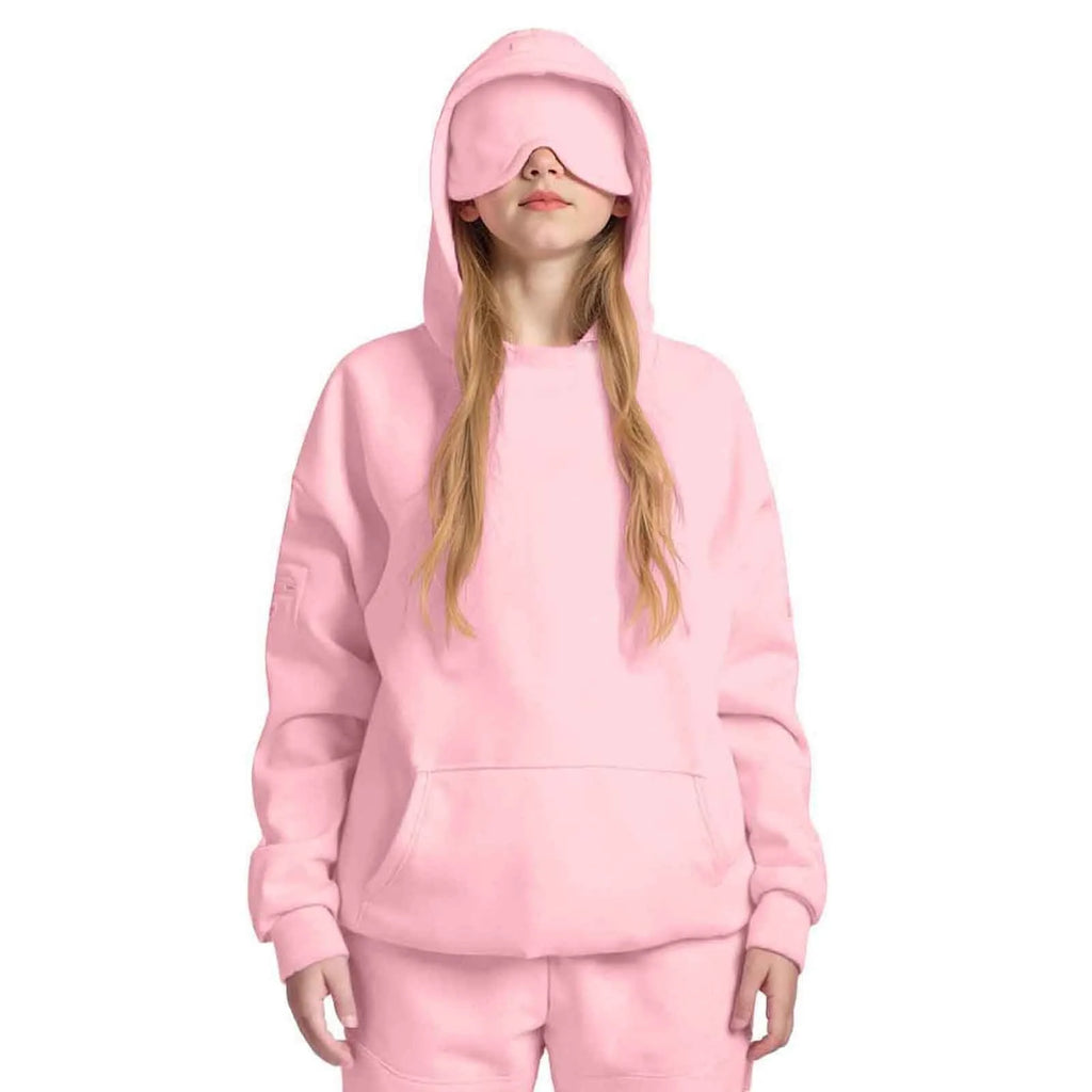 Plus Size Hoodie with Built-In Eye Mask – Oversized Travel Pullover