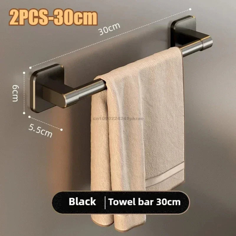 6pcsBathroom Towel Rack Towel Holder Self-adhesive Bathroom Towel Rack Hooks  Bathroom Shelf Without Drilling Towelrack Bathroom