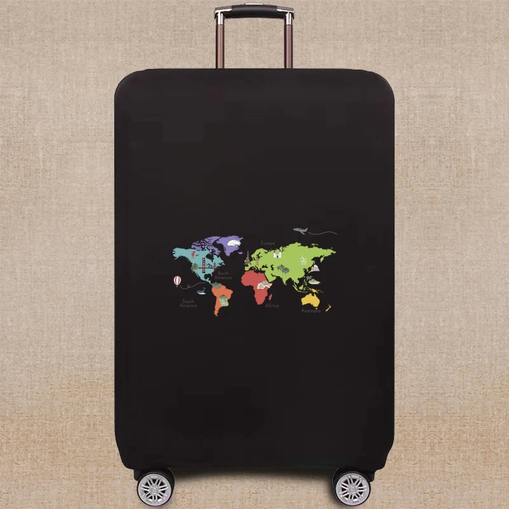 Travel Elastic Protective Cover Luggage Case Travel Global Pattern Series Luggage Cover 18-32inch Travel Accessories