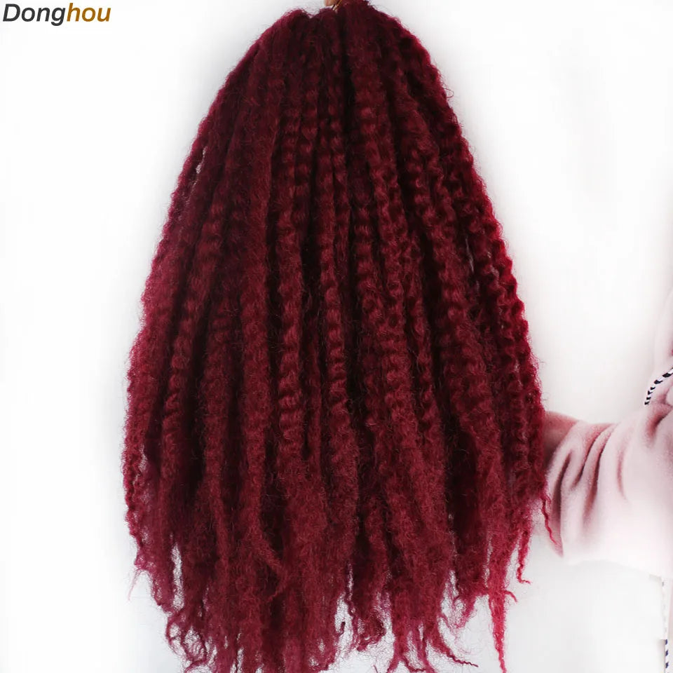 DONGHOU Marley Twist Braiding Hair — 18" Synthetic Afro Twist for Faux Locs & Crochet (1–6 Packs)