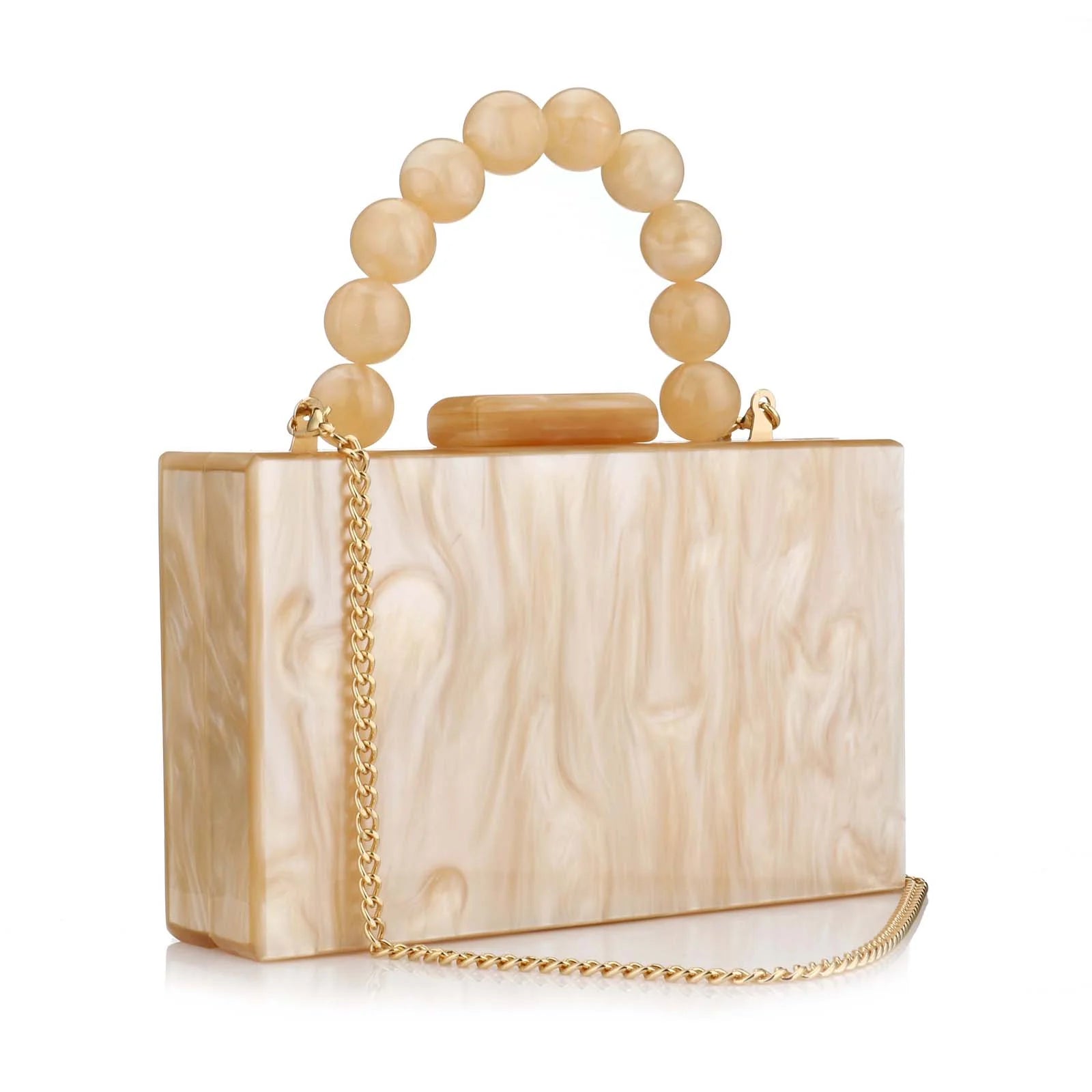 Fashion Acrylic Beading Clutch Handbag For Women Wedding Party Square Shoulder Bag With Chain Ladies Evening Dinner Dress Purses