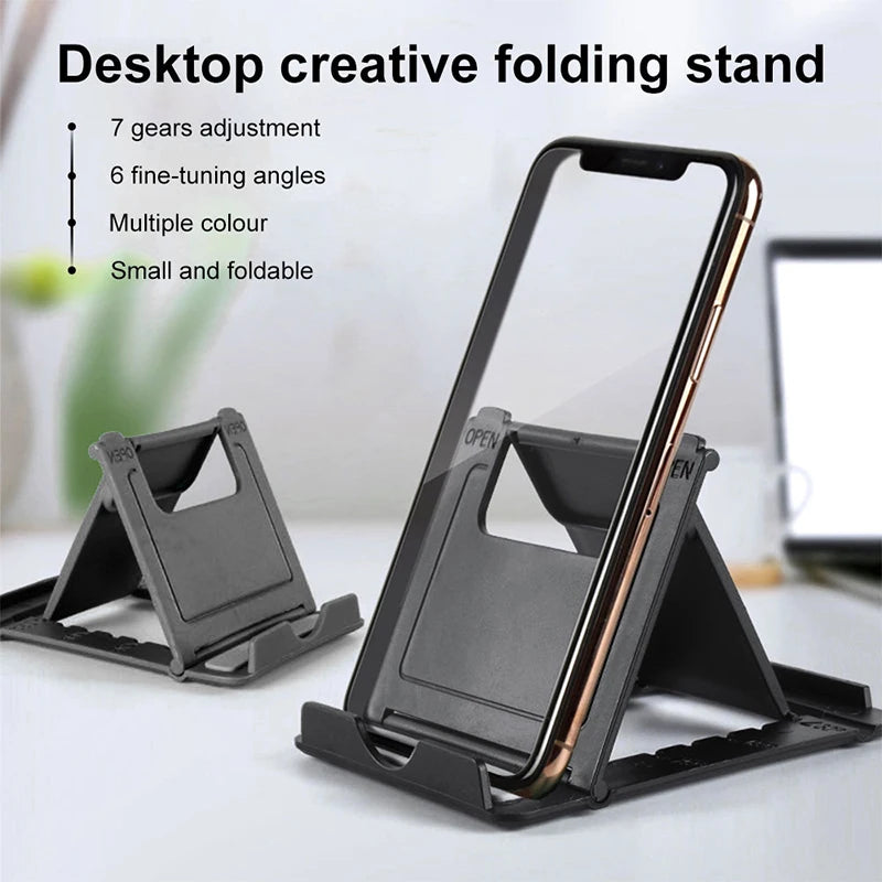 Mini Adjustable Creative Portable Universal Folding Plastic Phone Holder Tablet Computer Stand For ipad iPhone Samsung Xiaomi