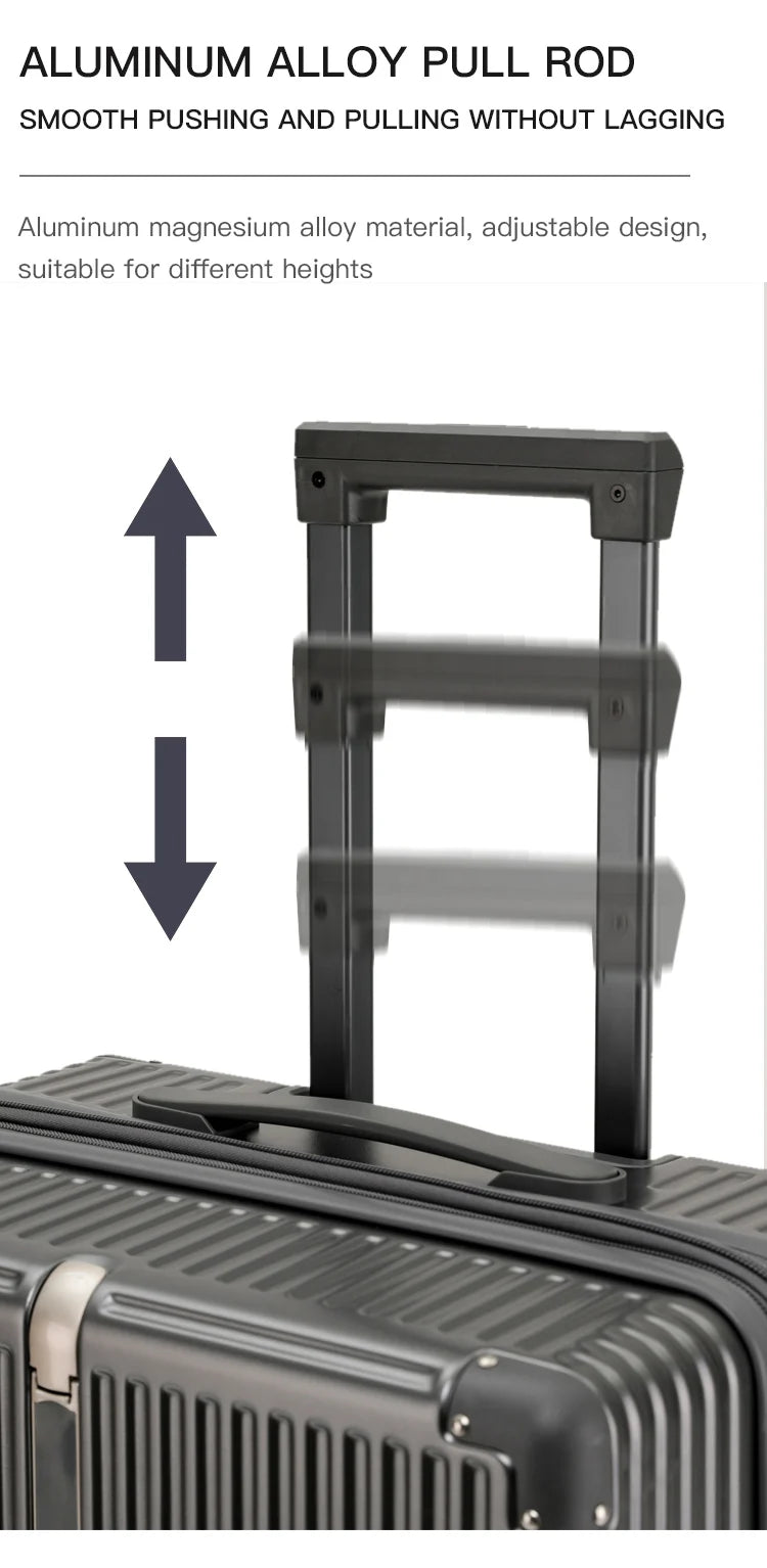 sushimu Suitcase Wide Handle Travel Suitcase Men 20 24 26 Carry-On Luggage Women PC  Trolley Case Can expand capacity