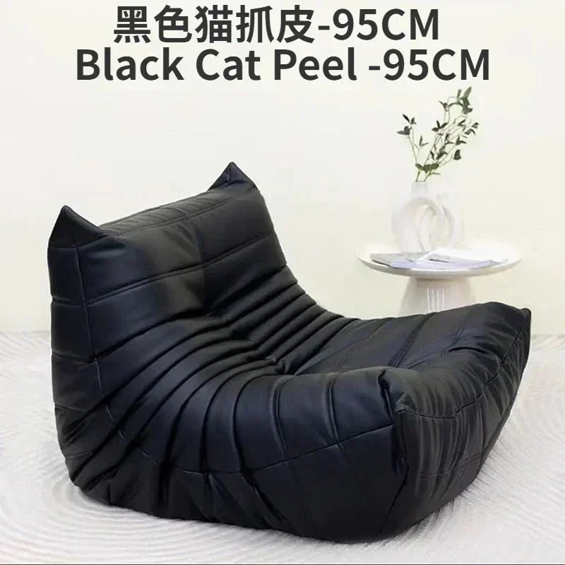 Single Casual Sofa Chair with Cat Scratch Leather Nordic Togo Lazy Caterpillar Sofa Bedroom Living Room Balcony Suede Sofa