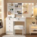 Lighted Vanity Desk Dressing Table Dresser Desk With Stool Set LED Makeup Mirror