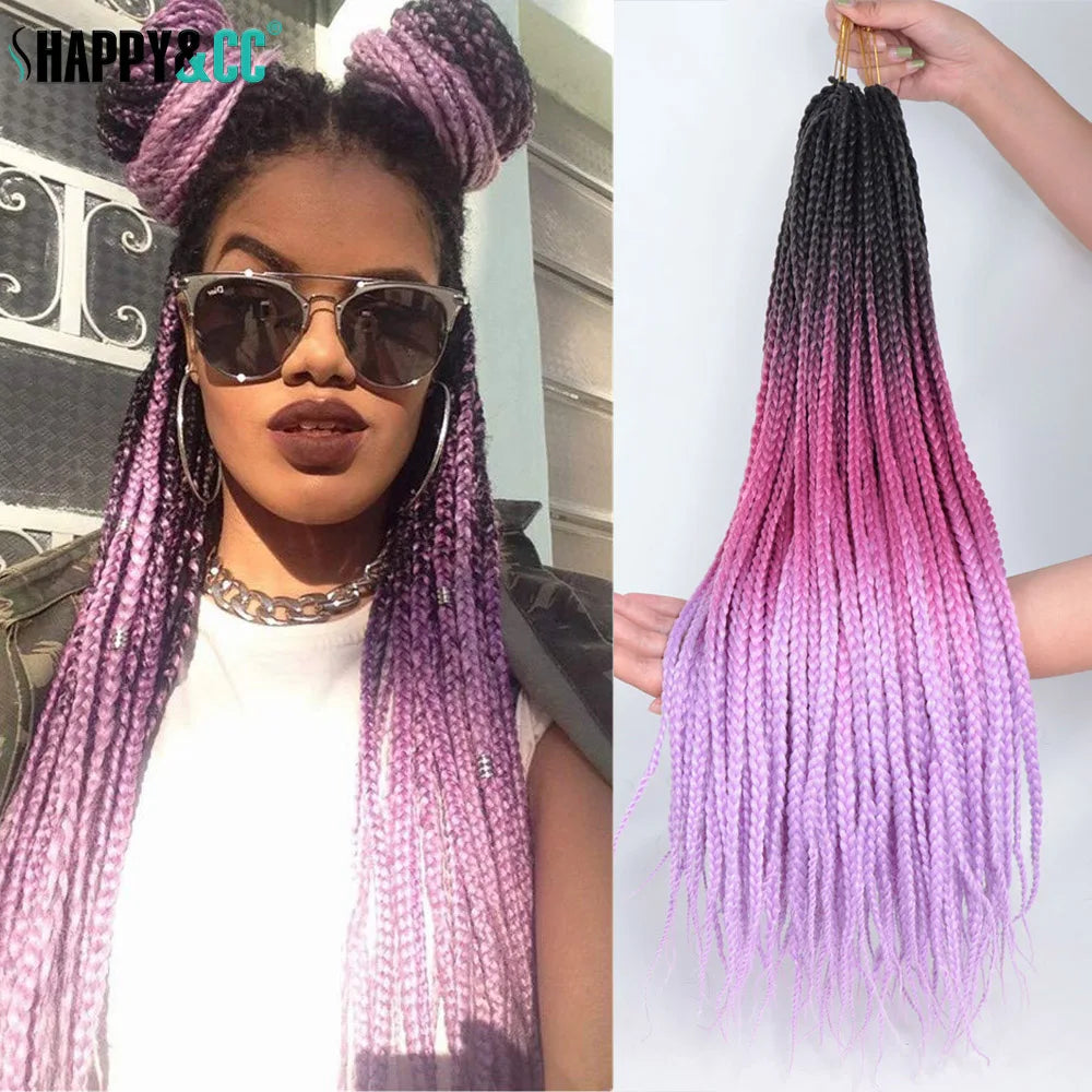 White Box Braids Crochet Hair 24 Inch Goddess 3X Box Braiding Hair Extensions Pre Looped #60 Synthetic Colored Braids for Women