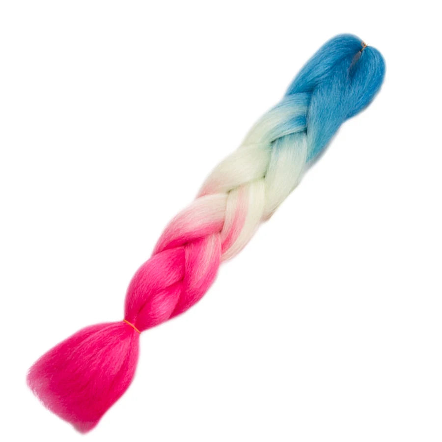 VERVES Ombre Jumbo Braids — 24" 100 g Two-Tone Synthetic Braiding Hair (Pink/Black/Blue)