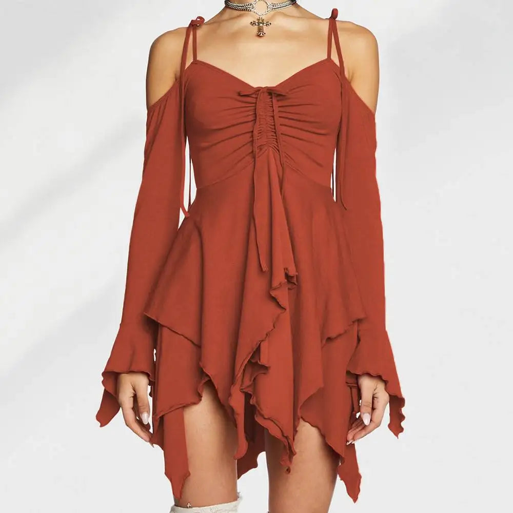 Sexy Asymmetrical Sling Dr Performance Costume loween Irregular Strapl Gown Women's Faion Autumn 2024