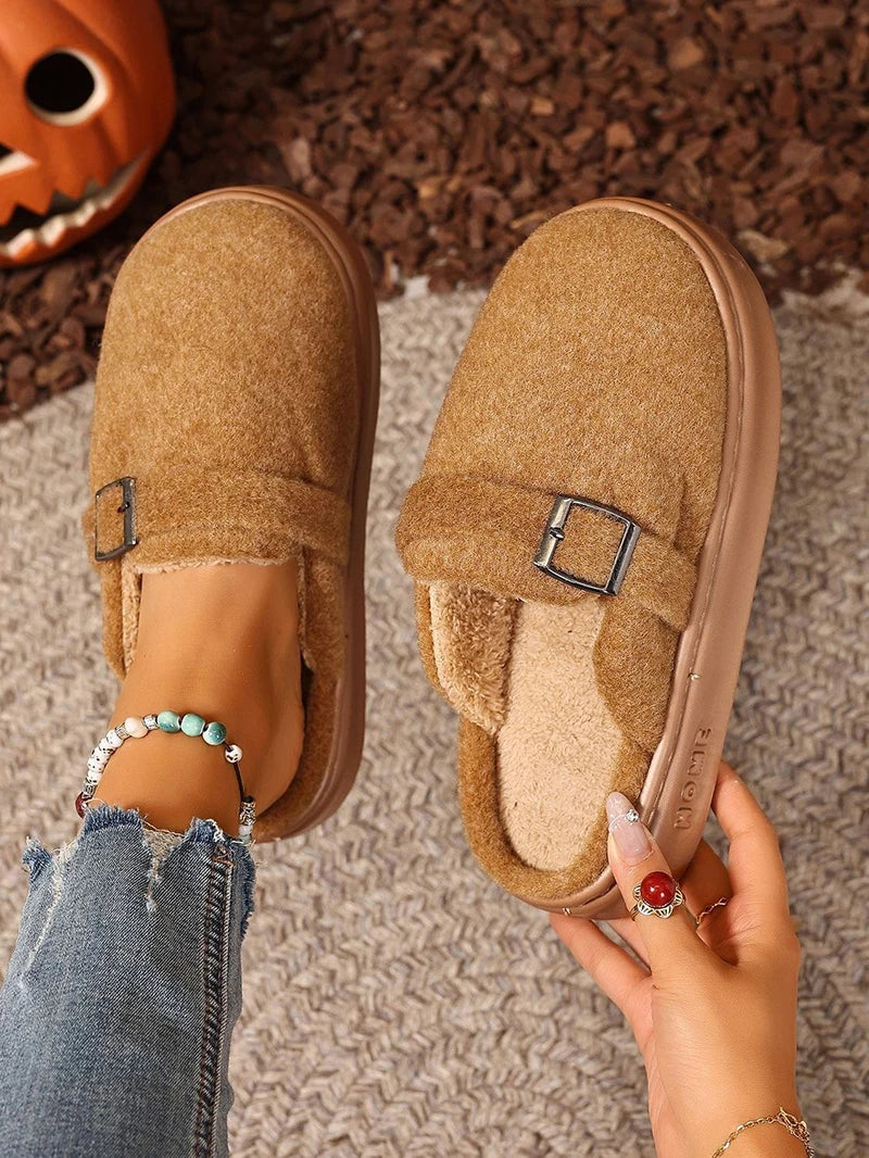 Winter Women's Slippers Home Plush Luxury Designer Woman Shoes Indoor Fluffy Fashion Platform Fuzzy Fur Slides Elegant Flat Soft