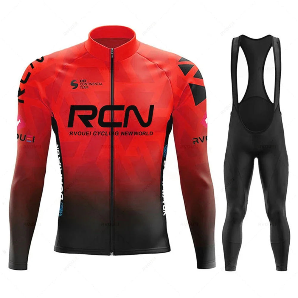 New 2025 Rcn Autumn Cycling Jersey Bib Pants Set Ropa Ciclismo Bicycle MTB Clothing Road Bike Suit Men Long Sleeve Bicicleta Set