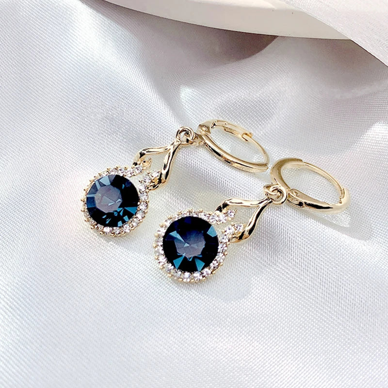 Crystal & Pearl Drop Earrings | Gold-Plated Brass Dangle Jewelry for Women