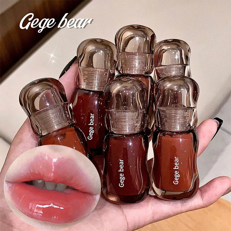 Gege Bear Crystal Lip Balm Moisturizing Lip Gloss Oil Jelly Lipgloss Long Lasting Liquid Lipstick Hydrating Tinted Lip Makeup