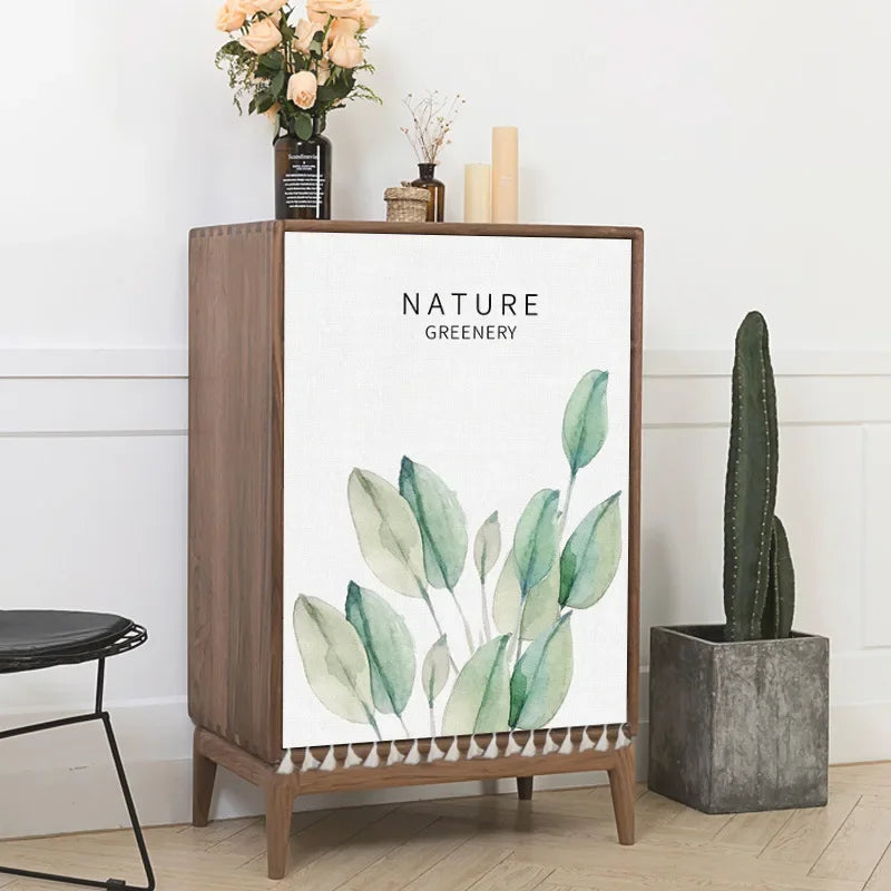 Sunflower Cactus Plant Cabinet Curtains Punch-free Nordic Half-curtain Dust Cover for Shoe Shelf Kitchen Storage Shelf Curtains