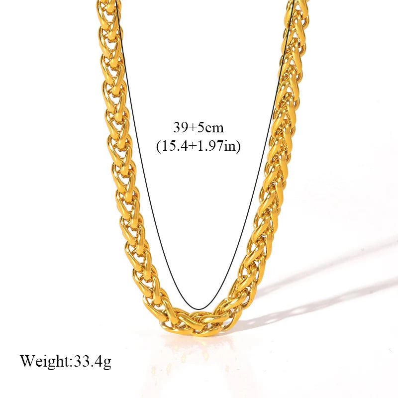 316L Gold Stainless Steel Chain Necklace | Trendy Punk Waterproof Jewelry for Women