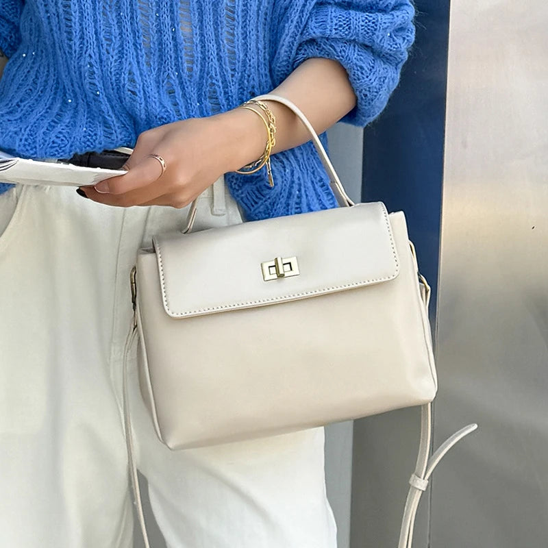 Luxury Brand Women Messenger Bags Soft Leather Brown Suede Hand Held Totes Gold Buckle Women Shoulder Bags Lady Trend Satchel