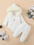 Toddler Baby Girl Fall Winter Outfits - Long Sleeve Hoodie Romper & Pants Clothing Set