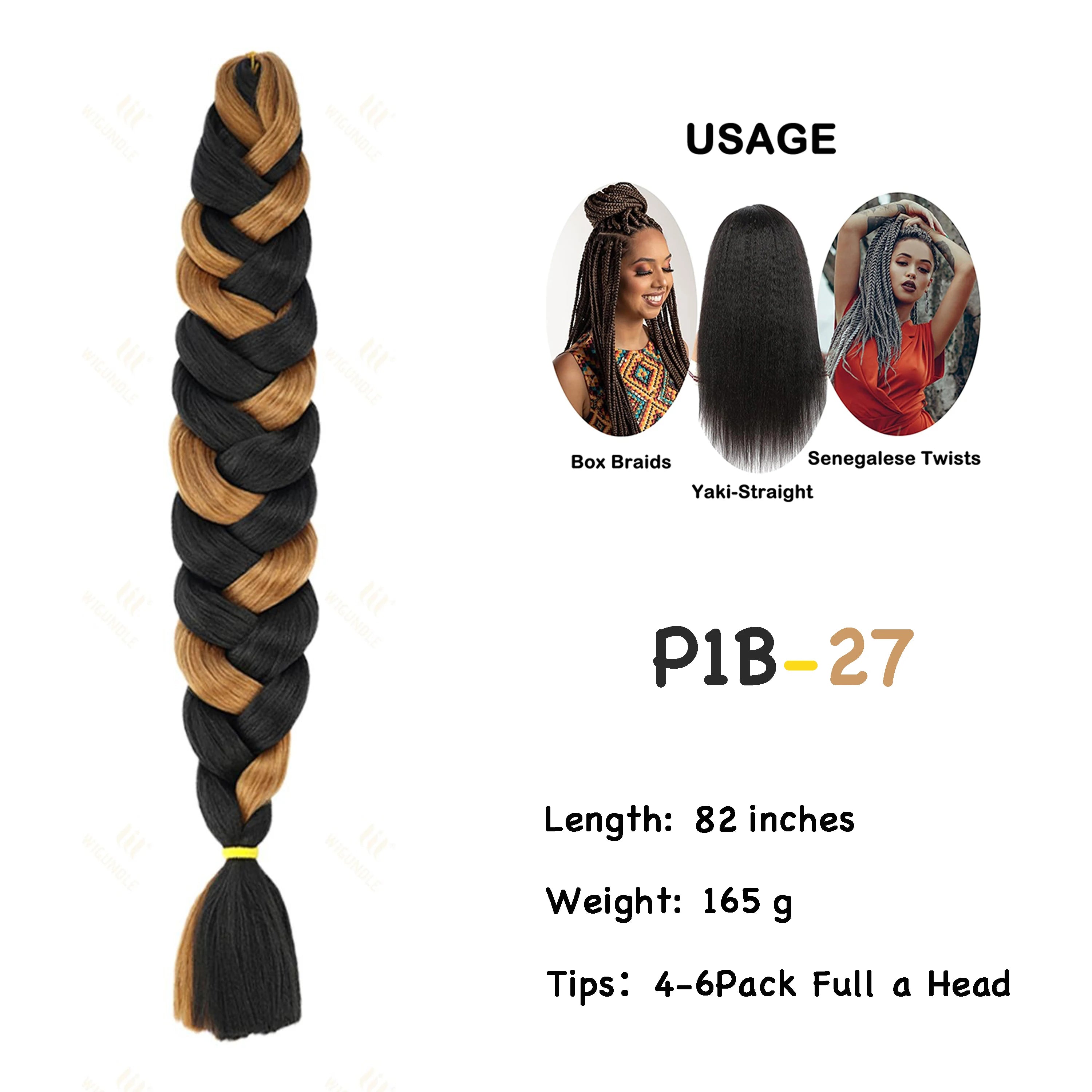 Wigundle Jumbo Braiding Hair Extension 82Inch High Temperature Synthetic Braid For Women Twist Box Braids Crochet Hair