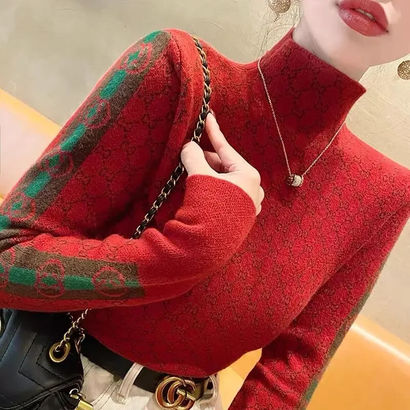 Women’s Mock Neck Ribbed Sweater — Slim Long Sleeve Knit Pullover (Fall/Winter)