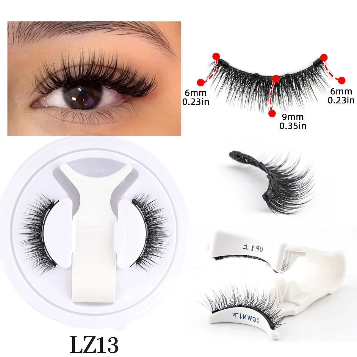 SHIDISHANGPIN 3D Magnetic False Eyelashes — Reusable, Glue-Free, Natural Long & Fluffy Look (1 Pair + Curler)