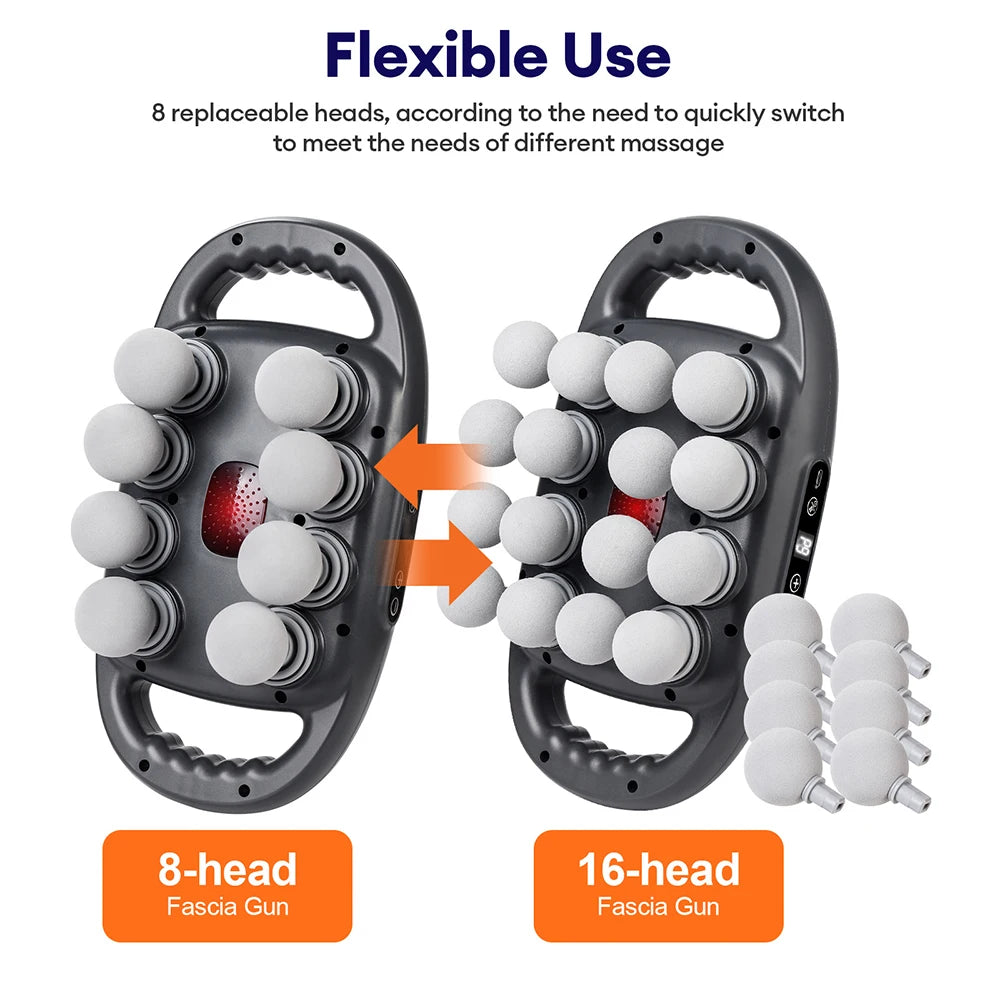 8/16 Heads Body Massage Gun High-Frequency Vibration Fascia Gun Back Waist Massager Neck Shoulder Massager Muscle masajeador