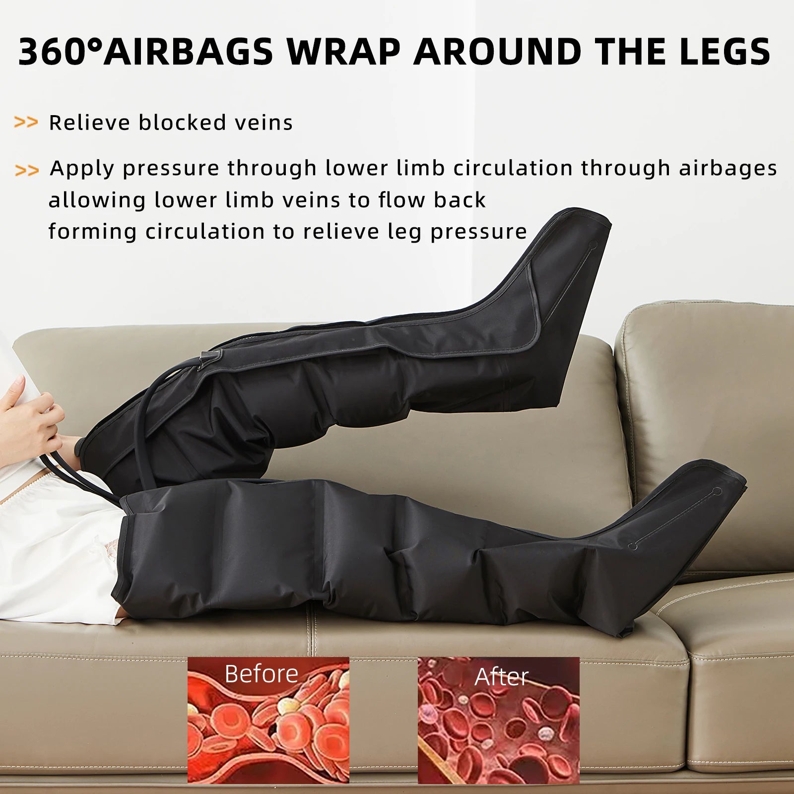Professional Airwave Massage Gun Grade Compression Leg Massager with Cotton Sleeve No Battery Ideal for Post-Exercise Relaxation