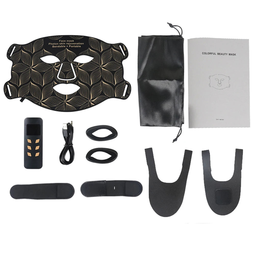 8-Color LED Face & Neck Mask – Red + Near-Infrared Light (USB Rechargeable)