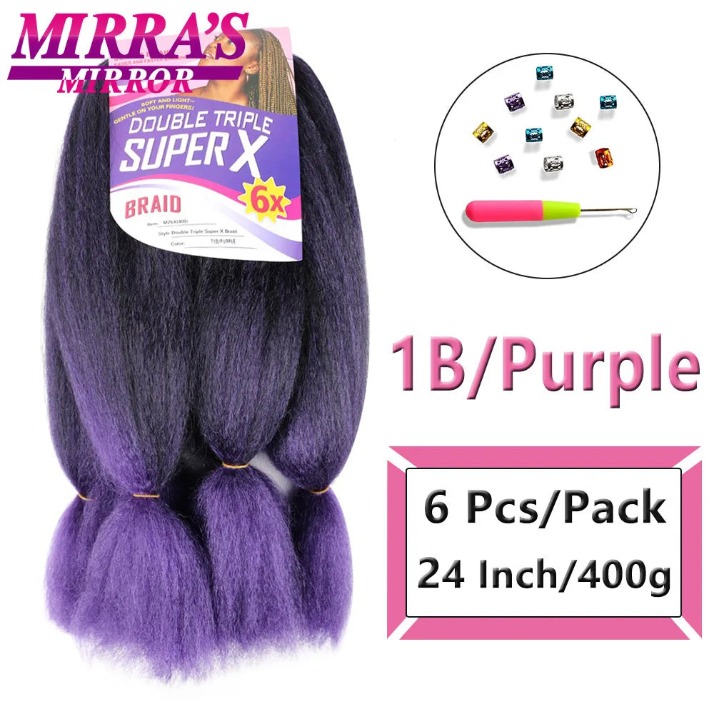 400G 24 Inch Long Jumbo Braiding Hair Super X Synthetic Jumbo Hair Extensions For Braiding African Twist Box Braids Blue Ombre